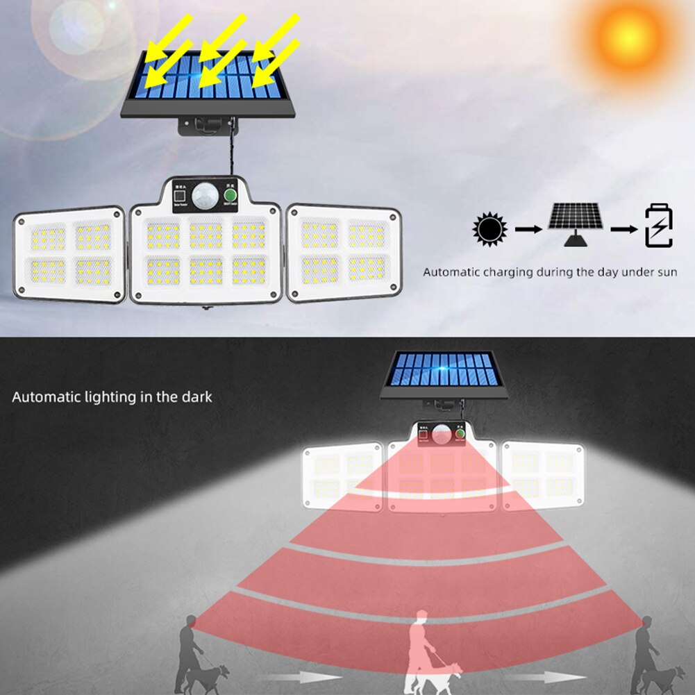 134/112/186/168LED Solar Lamp Outdoor Street Lights with Motion Sensor Rotatory Head Waterproof Wall Lamp for Garden Yard Garage