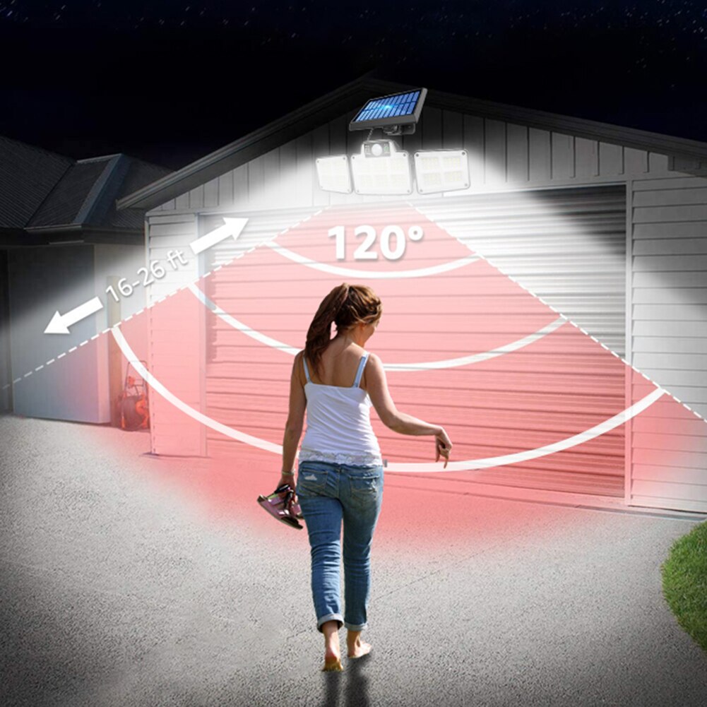 134/112/186/168LED Solar Lamp Outdoor Street Lights with Motion Sensor Rotatory Head Waterproof Wall Lamp for Garden Yard Garage