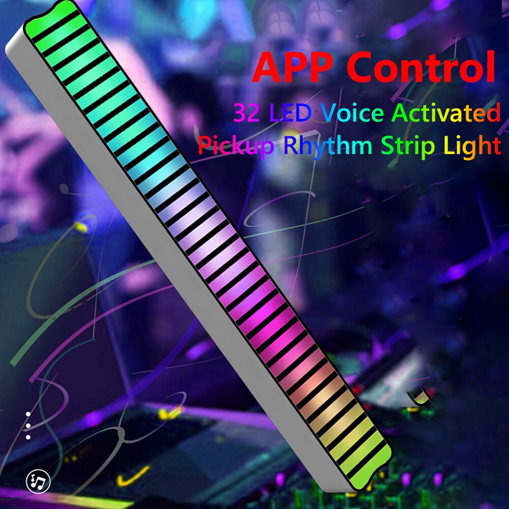 APP Control Voice Activated Music Rhythm Light Bar Bluetooth-Compatible RGB Lamp Rechargeable Car Home LED Strip Christmas Decor
