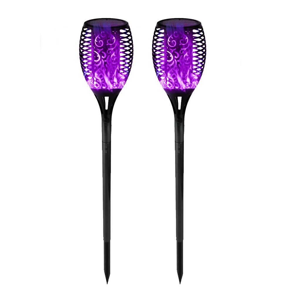 12LED Solar Flame Torch Light Flickering Blue Purple Light Waterproof Night Light Outdoor Landscape Lawn Garden Decoration Lamp