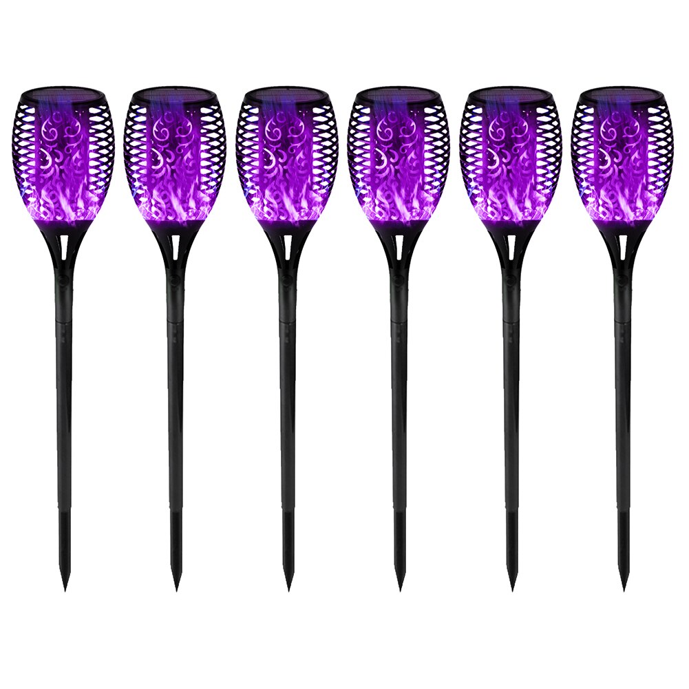 12LED Solar Flame Torch Light Flickering Blue Purple Light Waterproof Night Light Outdoor Landscape Lawn Garden Decoration Lamp