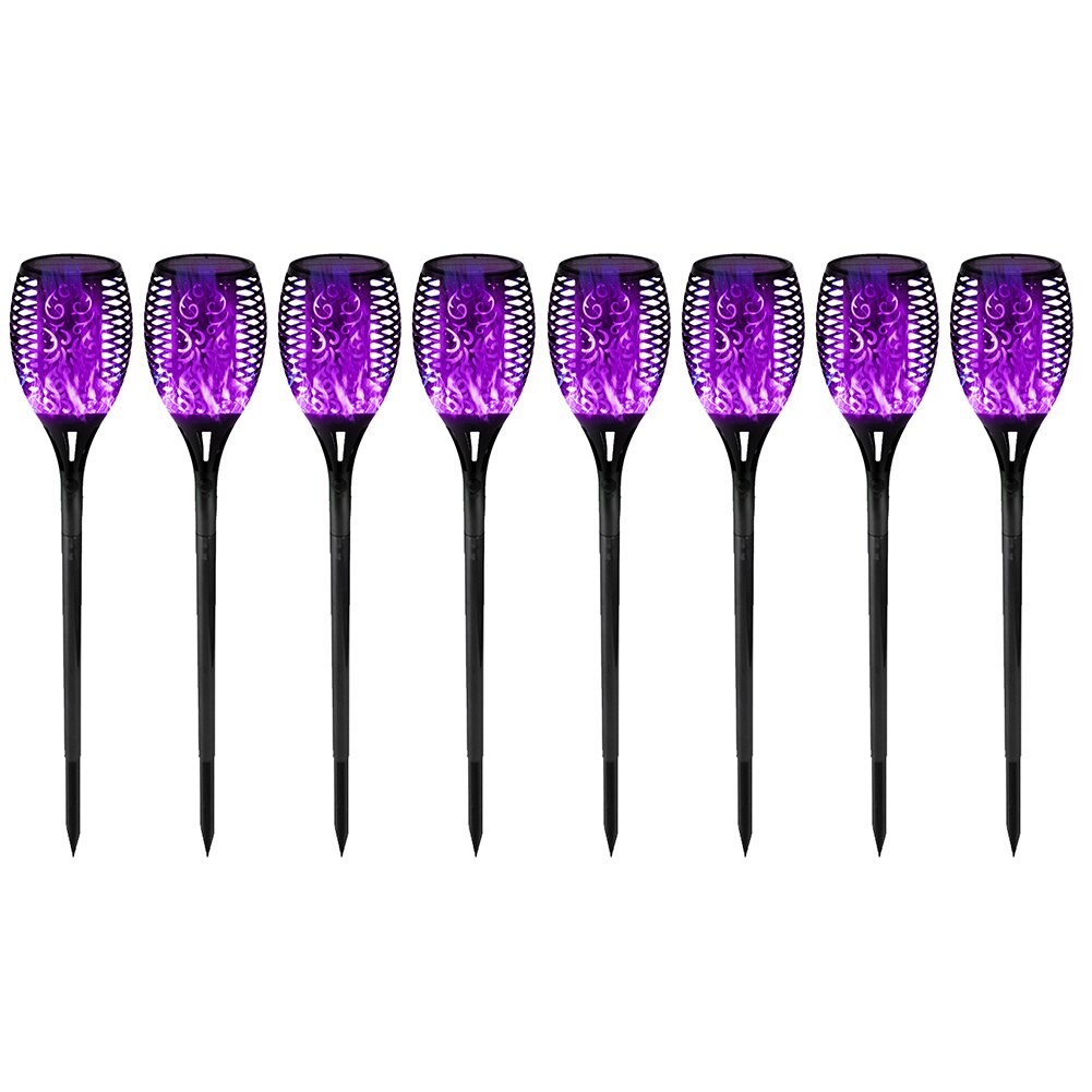 12LED Solar Flame Torch Light Flickering Blue Purple Light Waterproof Night Light Outdoor Landscape Lawn Garden Decoration Lamp