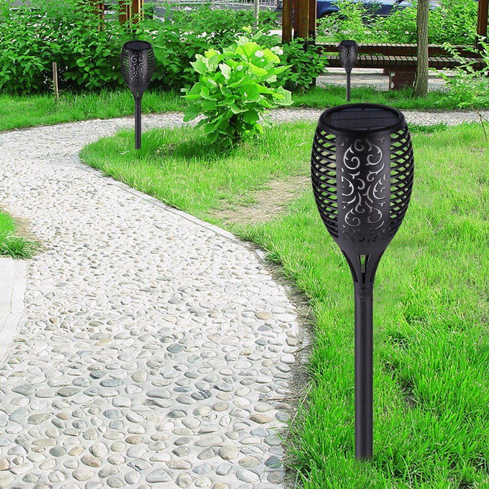 12LED Solar Flame Torch Light Flickering Blue Purple Light Waterproof Night Light Outdoor Landscape Lawn Garden Decoration Lamp