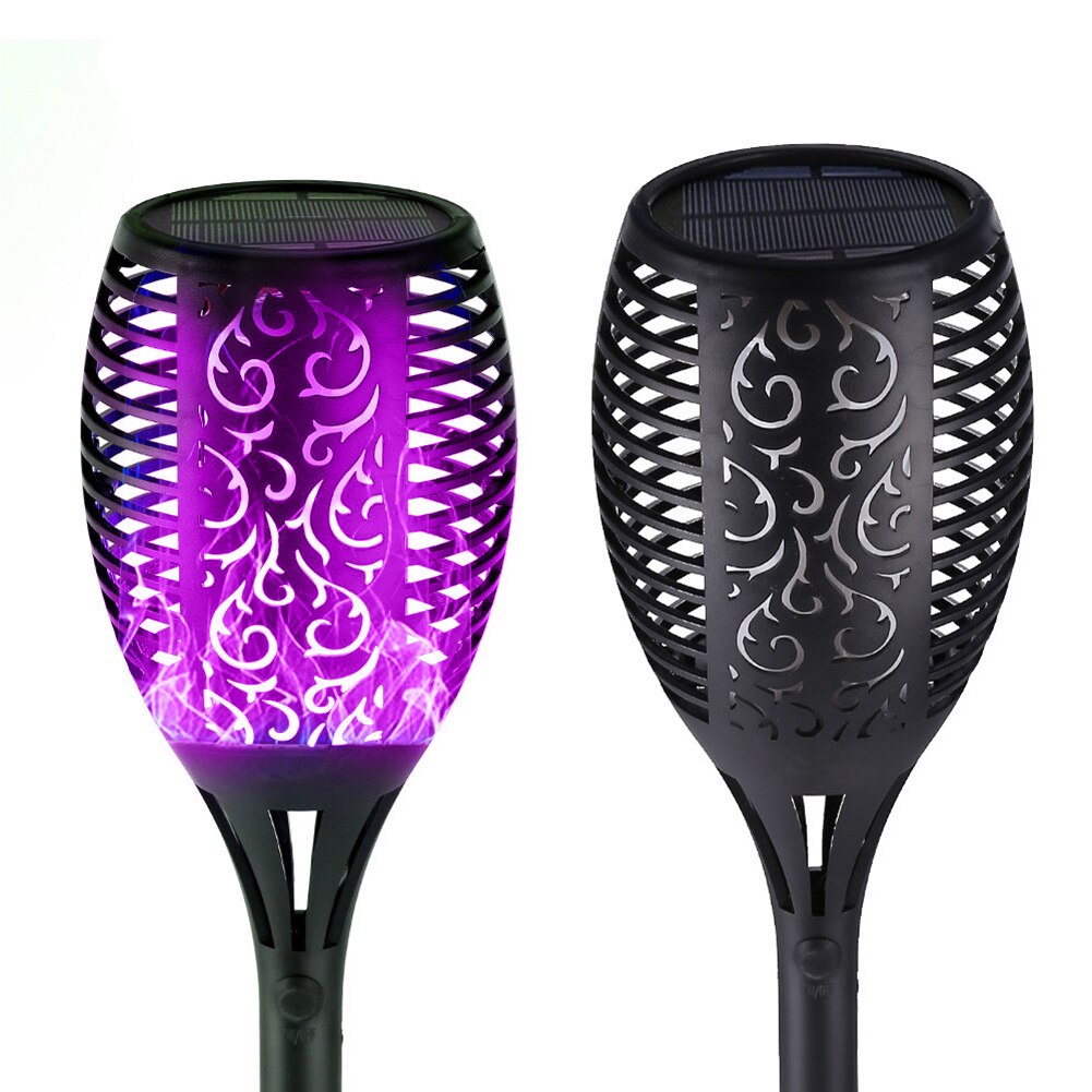 12LED Solar Flame Torch Light Flickering Blue Purple Light Waterproof Night Light Outdoor Landscape Lawn Garden Decoration Lamp
