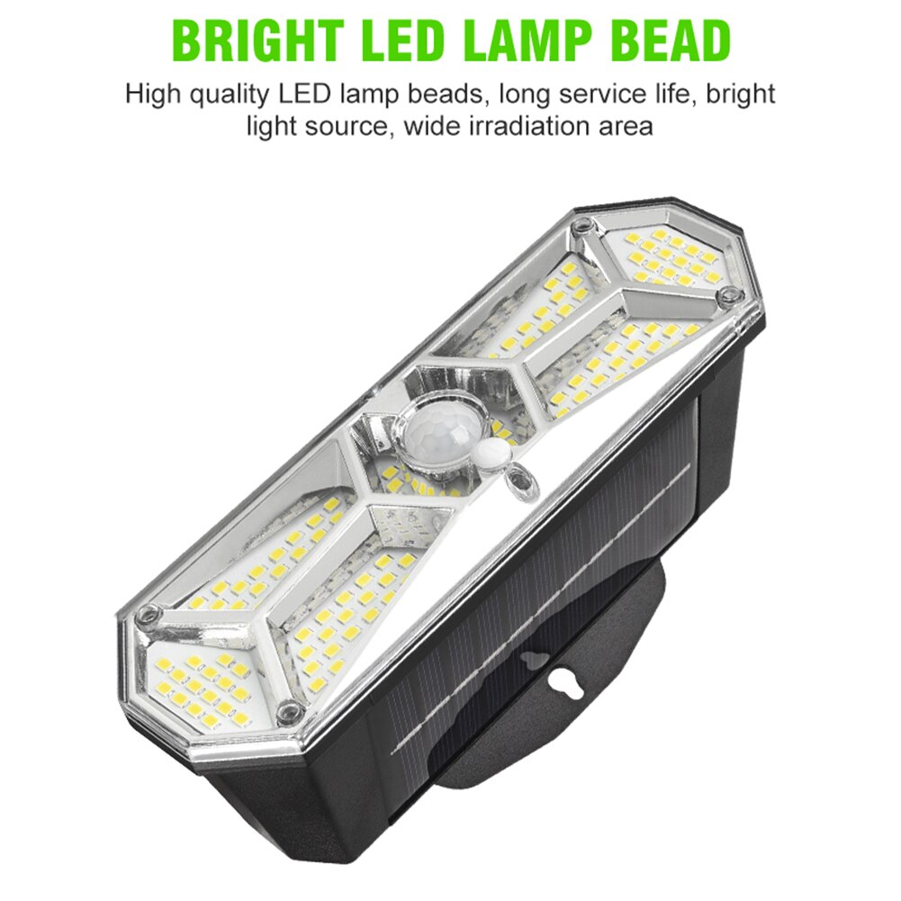 168 LED Solar Powered Light Outdoor Waterproof Human Body Sensor 3 Modes Street Sunlight Solar Wall Lamp for Garden Decoration