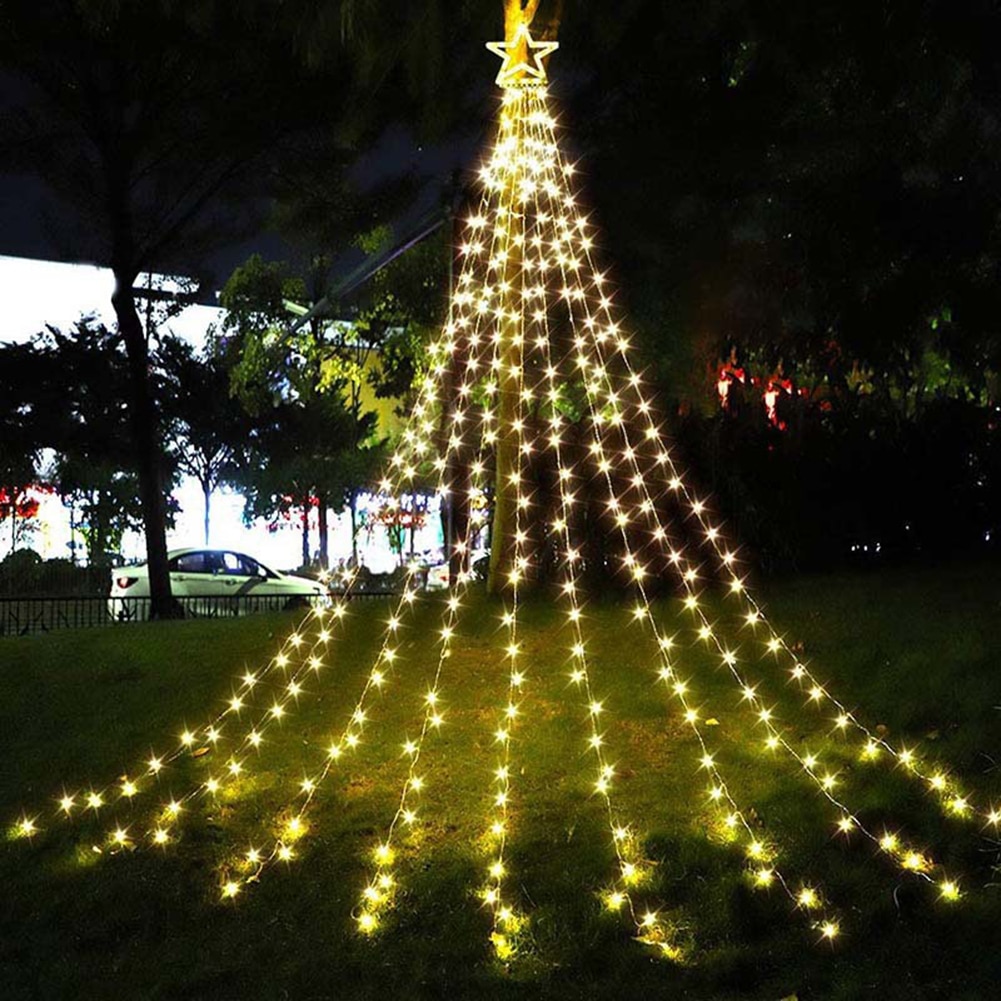 LED Christmas Fairy Lights Waterfall Star String Lamp 8 Lighting Modes Waterproof for Tree Wedding Garden Christmas Decoration