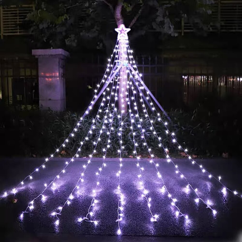 LED Christmas Fairy Lights Waterfall Star String Lamp 8 Lighting Modes Waterproof for Tree Wedding Garden Christmas Decoration