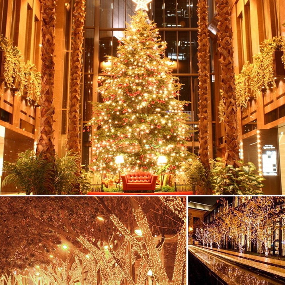 Solar Star Waterfall Fairy Lights String Lamp Timing Waterproof Meteor Lawn Outdoor Lamp Park Patio Garden Christmas Decoration