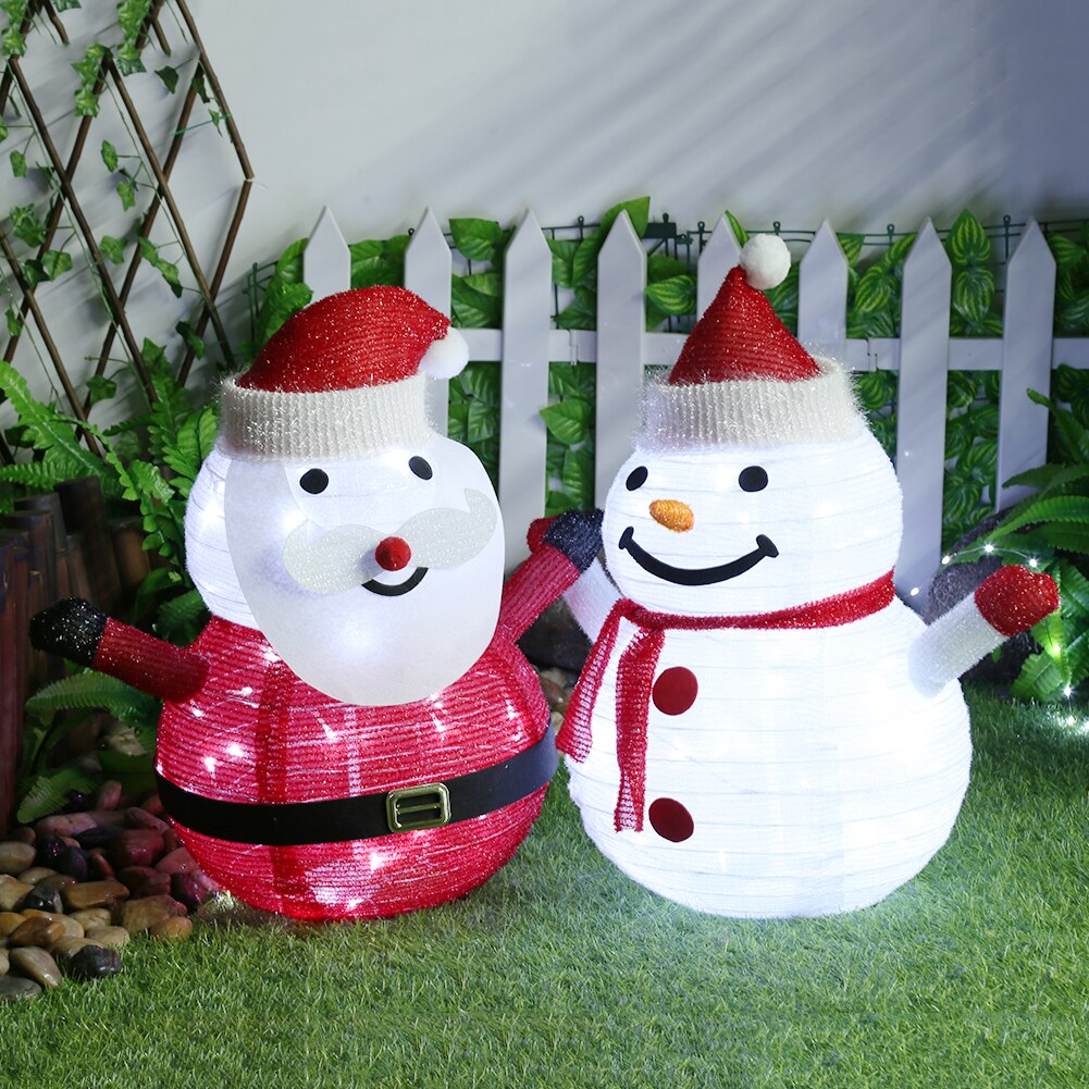 40 LED Lawn Lamp Foldable Outdoors Waterproof Christmas Decoration Snowman Lantern Night Light for Home Garden Xmas Decoration