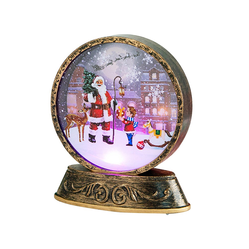 Electric Night Light LED Handhold Christmas Santa Jesus Elk Decor Round Lamp Table Setting Children Gifts Holiday Party Props