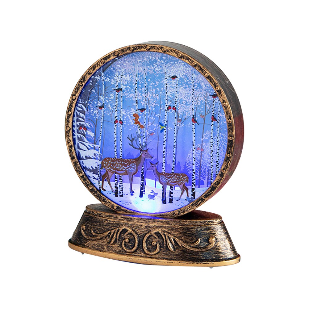 Electric Night Light LED Handhold Christmas Santa Jesus Elk Decor Round Lamp Table Setting Children Gifts Holiday Party Props