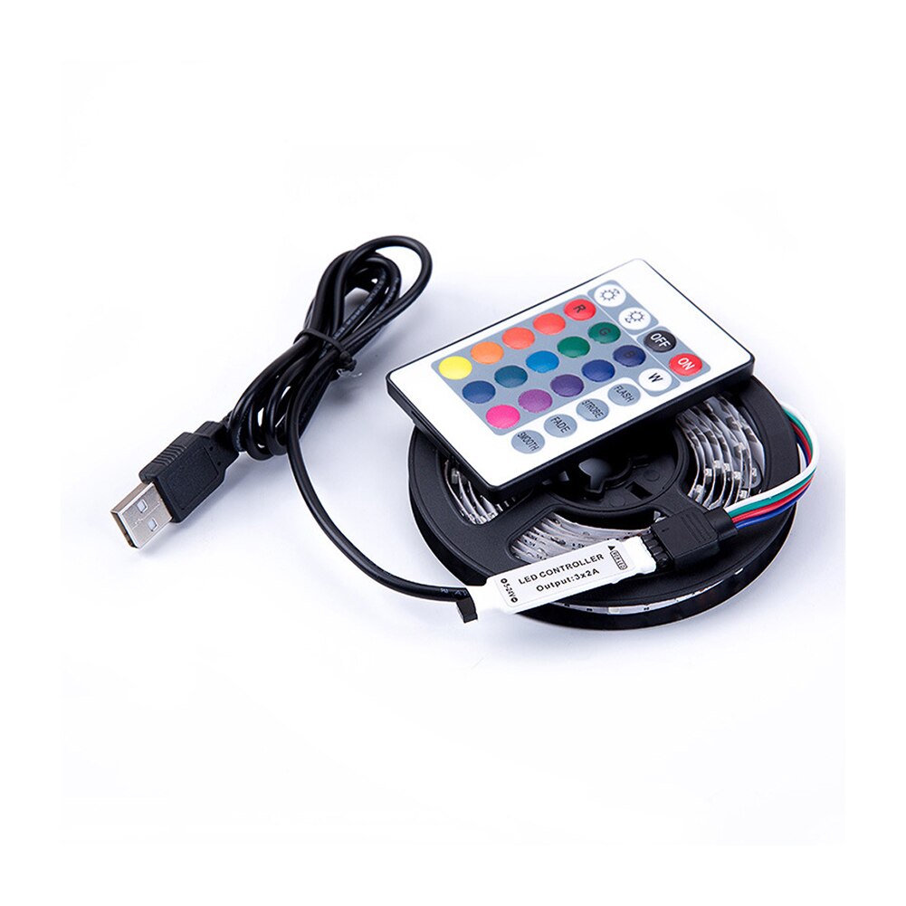 DIY LED Light Strips Flexible RGB Tape Ribbon Diode Lamp String DC 12V Desk Screen TV Background Lighting IR24 Keys Controller