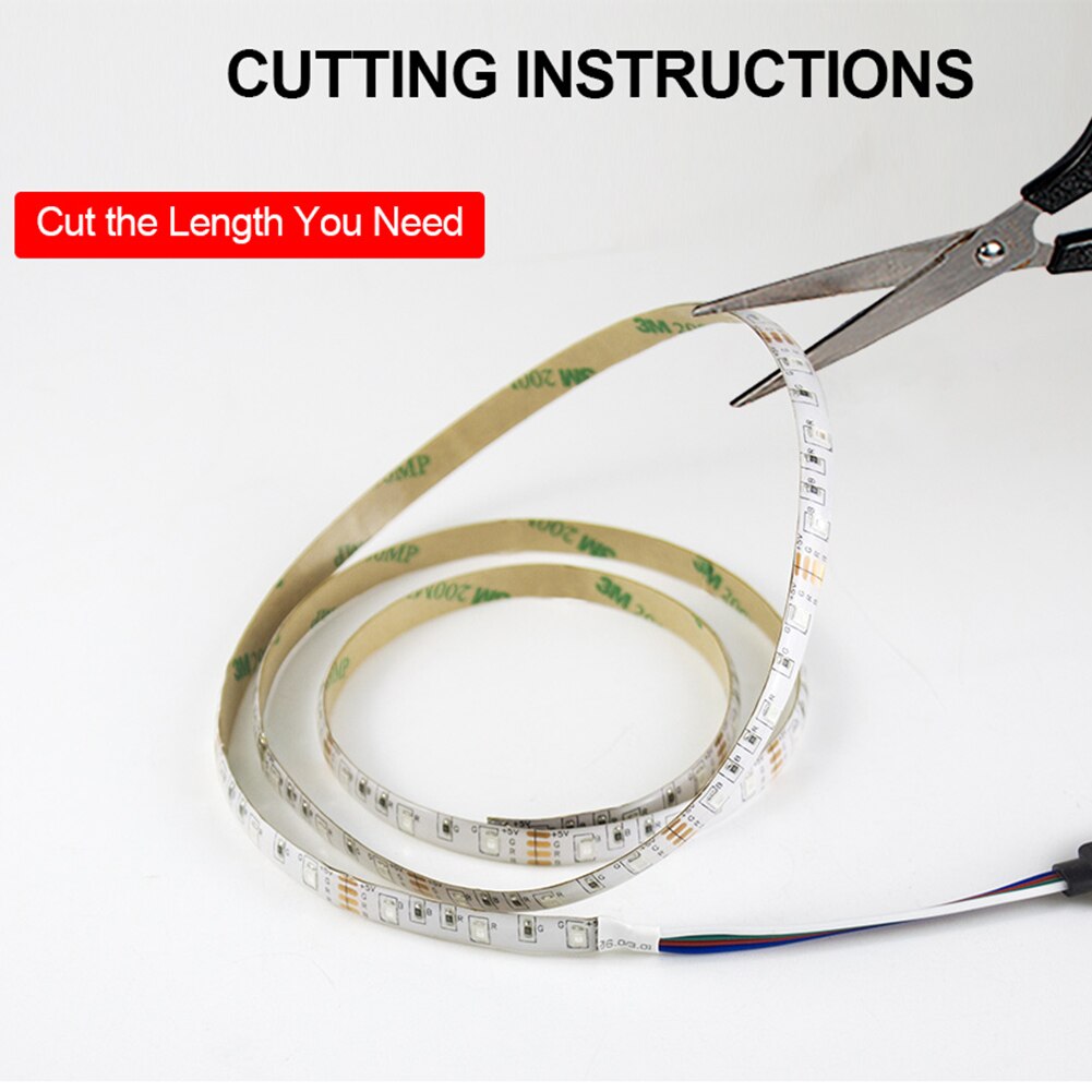 DIY LED Light Strips Flexible RGB Tape Ribbon Diode Lamp String DC 12V Desk Screen TV Background Lighting IR24 Keys Controller