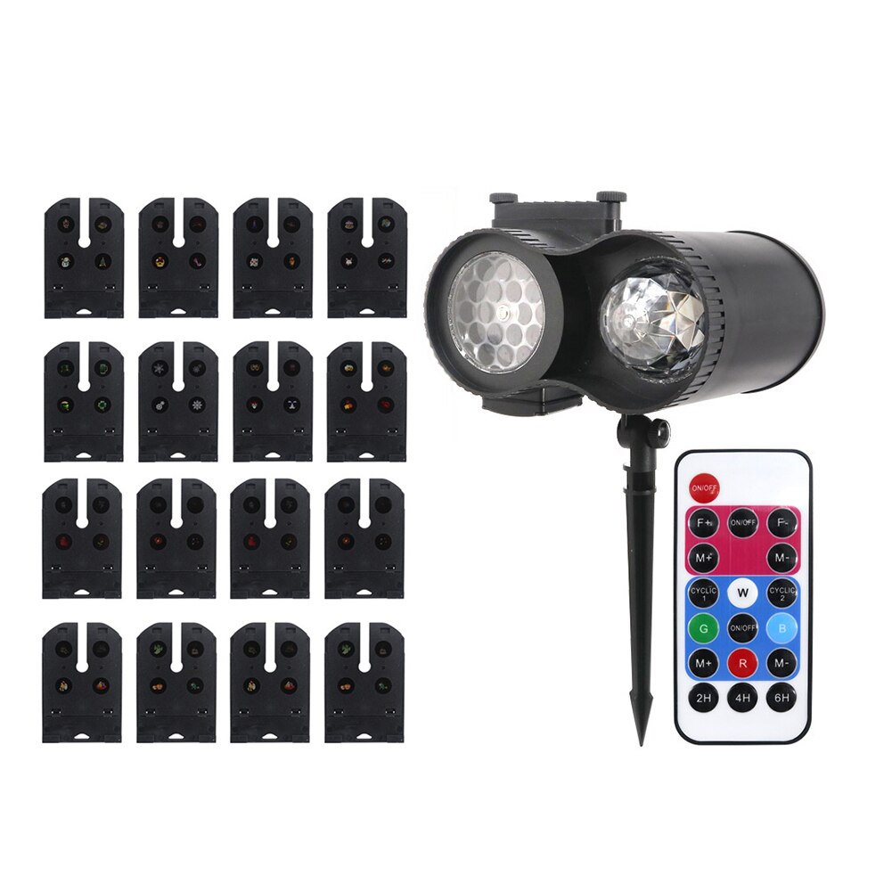 LED Laser Projector Night Lights 16 Cards Outdoor Stage Lighting Effect Holiday Christmas Atmosphere Special Projection Lamp
