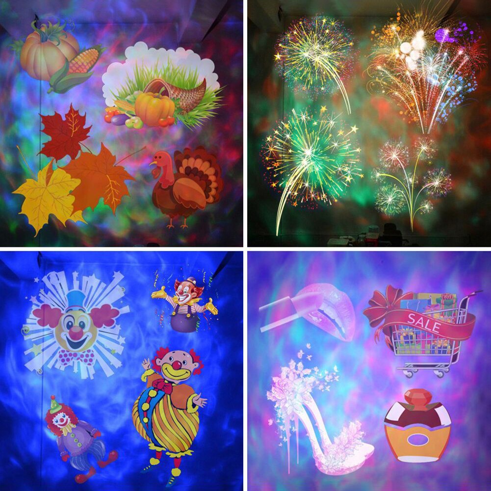 LED Laser Projector Night Lights 16 Cards Outdoor Stage Lighting Effect Holiday Christmas Atmosphere Special Projection Lamp
