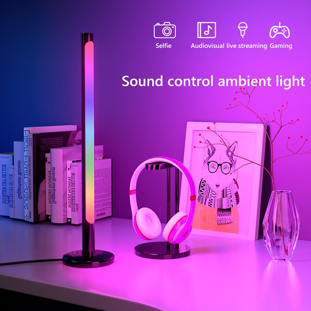 2pcs Sets RGB Colorful Pickup Rhythm Night Light Strip Music Backlights APP Control Party Computer Atmosphere Ambient Lamp Bar