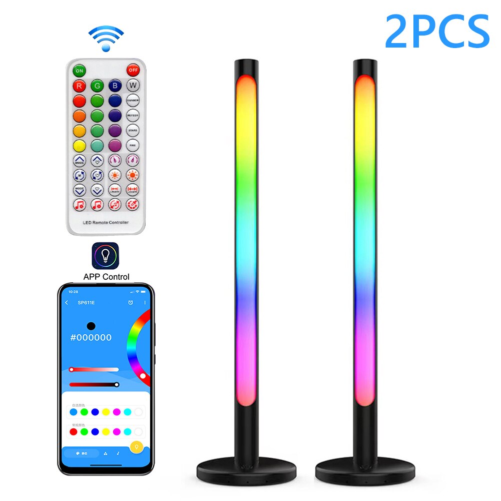 2pcs Sets RGB Colorful Pickup Rhythm Night Light Strip Music Backlights APP Control Party Computer Atmosphere Ambient Lamp Bar