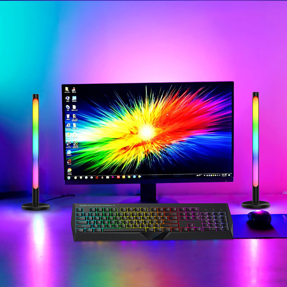 2pcs Sets RGB Colorful Pickup Rhythm Night Light Strip Music Backlights APP Control Party Computer Atmosphere Ambient Lamp Bar