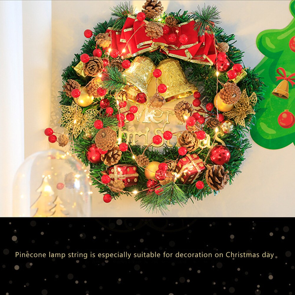 2m LED Fairy String Lights for Home Christmas Garland Tree Copper Wire Pine Cones String Lamp Bedroom Lights Holiday Decorations