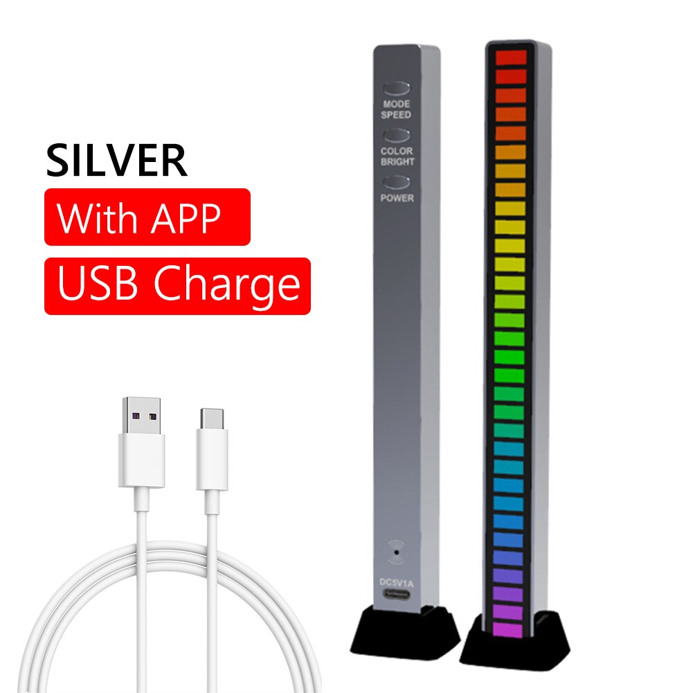 LED Strip Light Sound APP Control Pickup Rhythm Light Music Atmosphere Light RGB Music Light Bar USB Colorful Lamp for Car Party