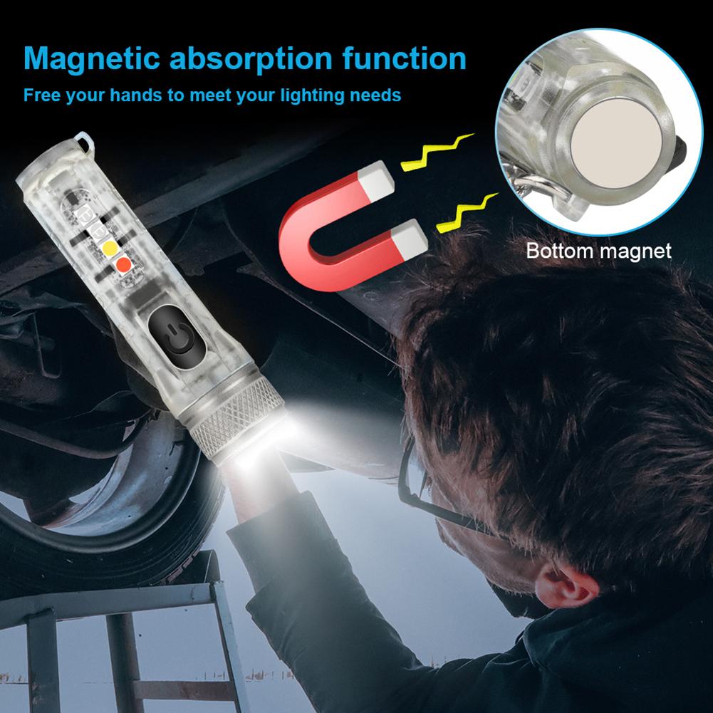 LED Keychain Mini Pocket Light Flashlight Flash Lights USB Rechargeable Waterproof Outdoor Cycling Camping Hunting Working Light