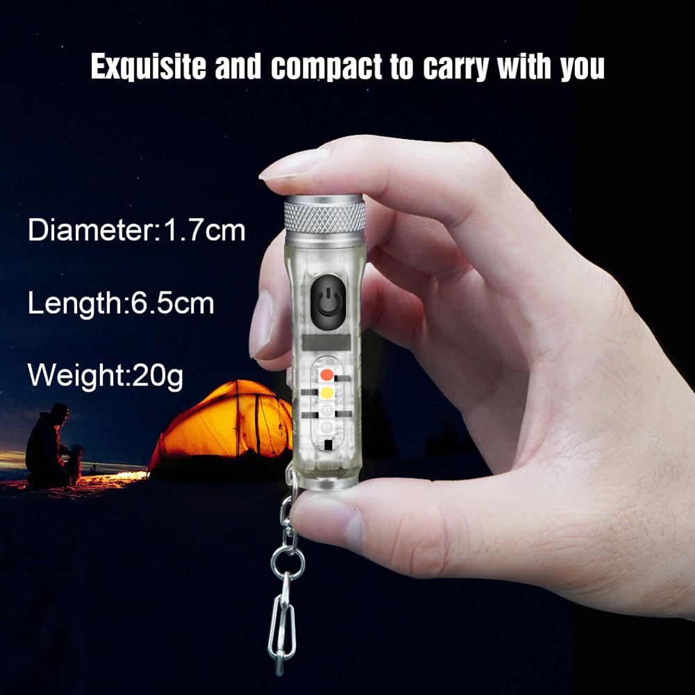 LED Keychain Mini Pocket Light Flashlight Flash Lights USB Rechargeable Waterproof Outdoor Cycling Camping Hunting Working Light