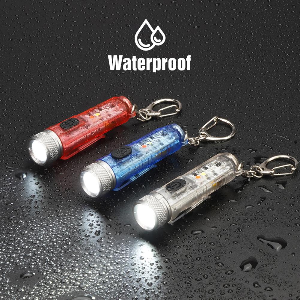 LED Keychain Mini Pocket Light Flashlight Flash Lights USB Rechargeable Waterproof Outdoor Cycling Camping Hunting Working Light