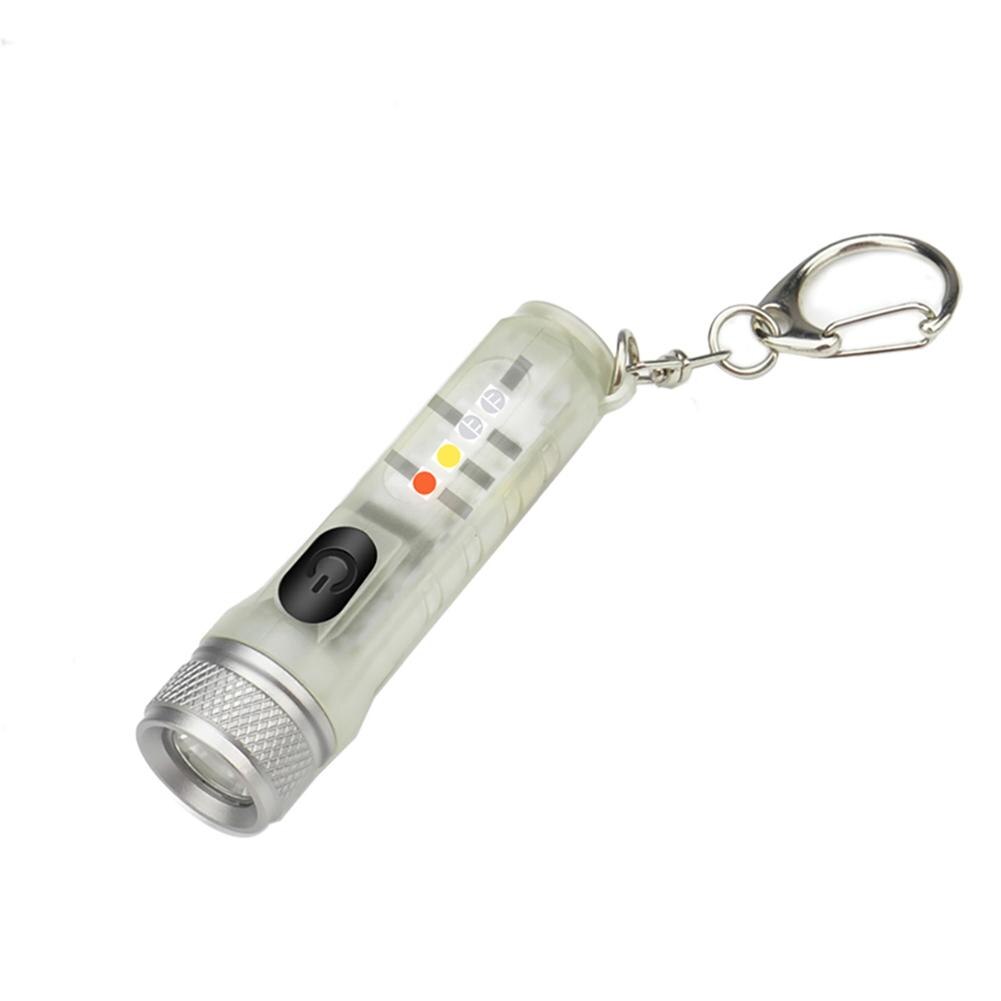 LED Keychain Mini Pocket Light Flashlight Flash Lights USB Rechargeable Waterproof Outdoor Cycling Camping Hunting Working Light