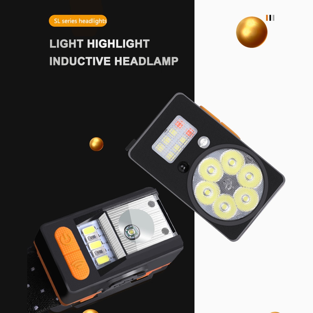 COB LED Headlamp Sensor Headlight Flashlights USB Rechargeable Headlamps for Camping Cycling Hiking Fishing Headlight Head Torch