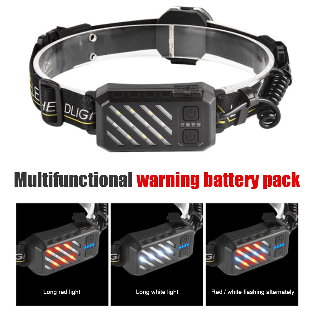 1pcs Powerful Headlamp COB LED Flashlight Waterproof USB Rechargeble Warning Headlight Torch for Outdoor Fishing Cycling Camping