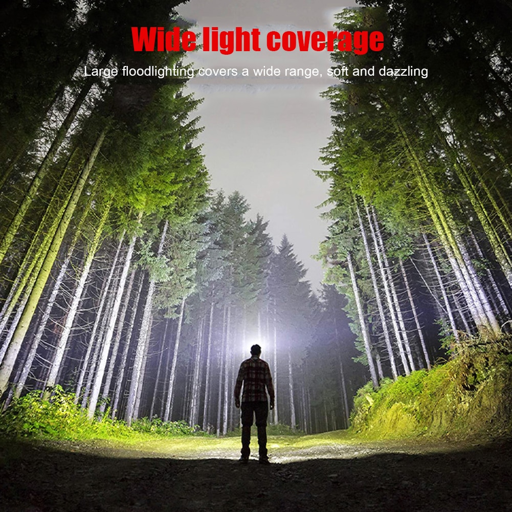 1pcs Powerful Headlamp COB LED Flashlight Waterproof USB Rechargeble Warning Headlight Torch for Outdoor Fishing Cycling Camping