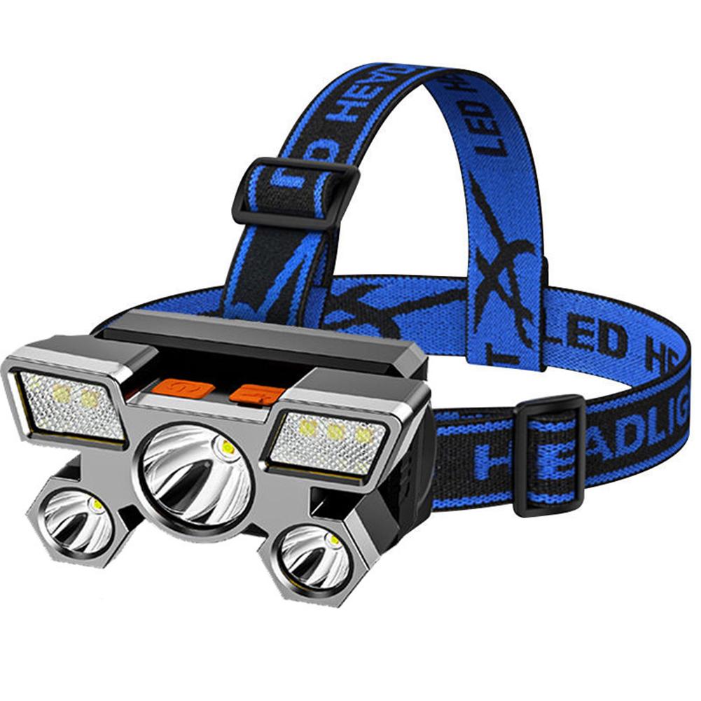 5LED Strong Headlamp with Built-in 18650 Battery USB Rechargeable Portable Flashlight Lantern Headlamp Outdoor Camping Headlight