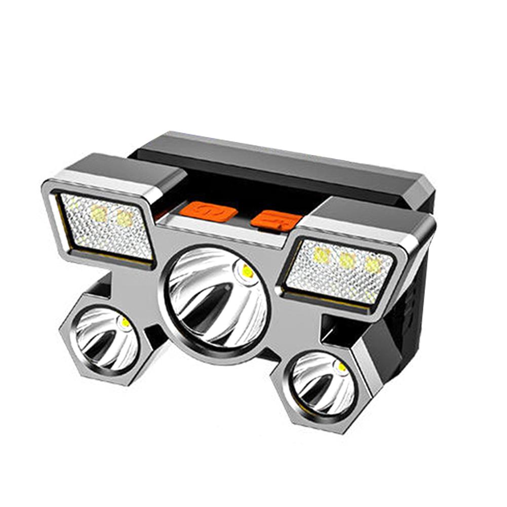 5LED Strong Headlamp with Built-in 18650 Battery USB Rechargeable Portable Flashlight Lantern Headlamp Outdoor Camping Headlight