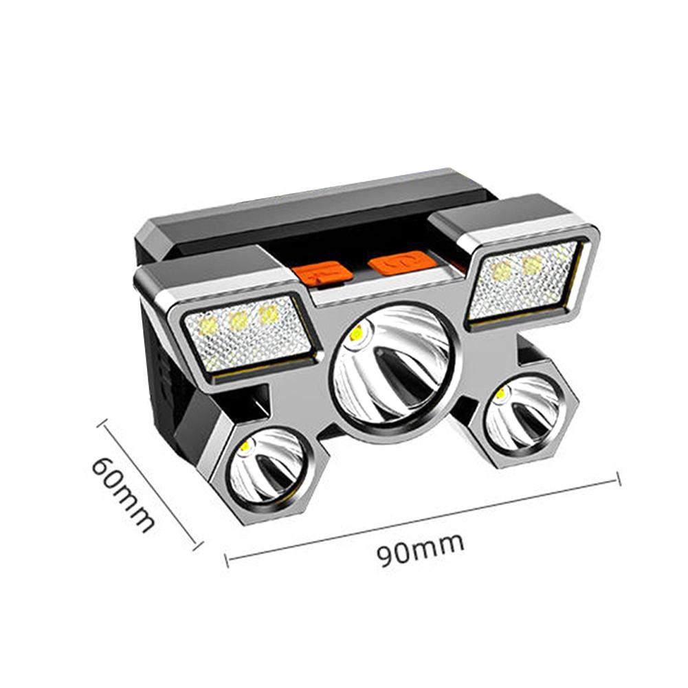 5LED Strong Headlamp with Built-in 18650 Battery USB Rechargeable Portable Flashlight Lantern Headlamp Outdoor Camping Headlight