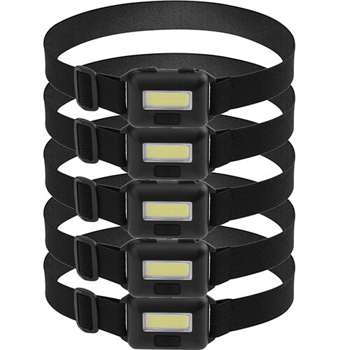 5Pcs Headlamp COB LED 3 Modes Flashlight Waterproof Headlamps for Camping Cycling Hiking Fishing Headlight Flashlight Head Torch