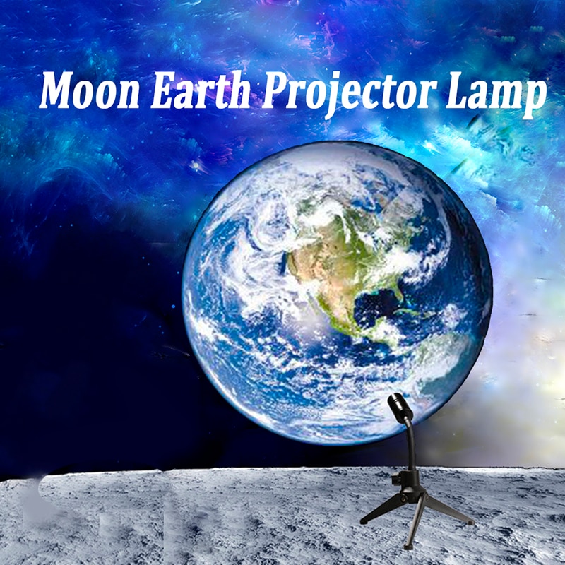 Moon Earth Projector Lamp LED Night Light 360 Rotatable USB Projector Light for Photo Atmosphere Girl Bedroom Decor