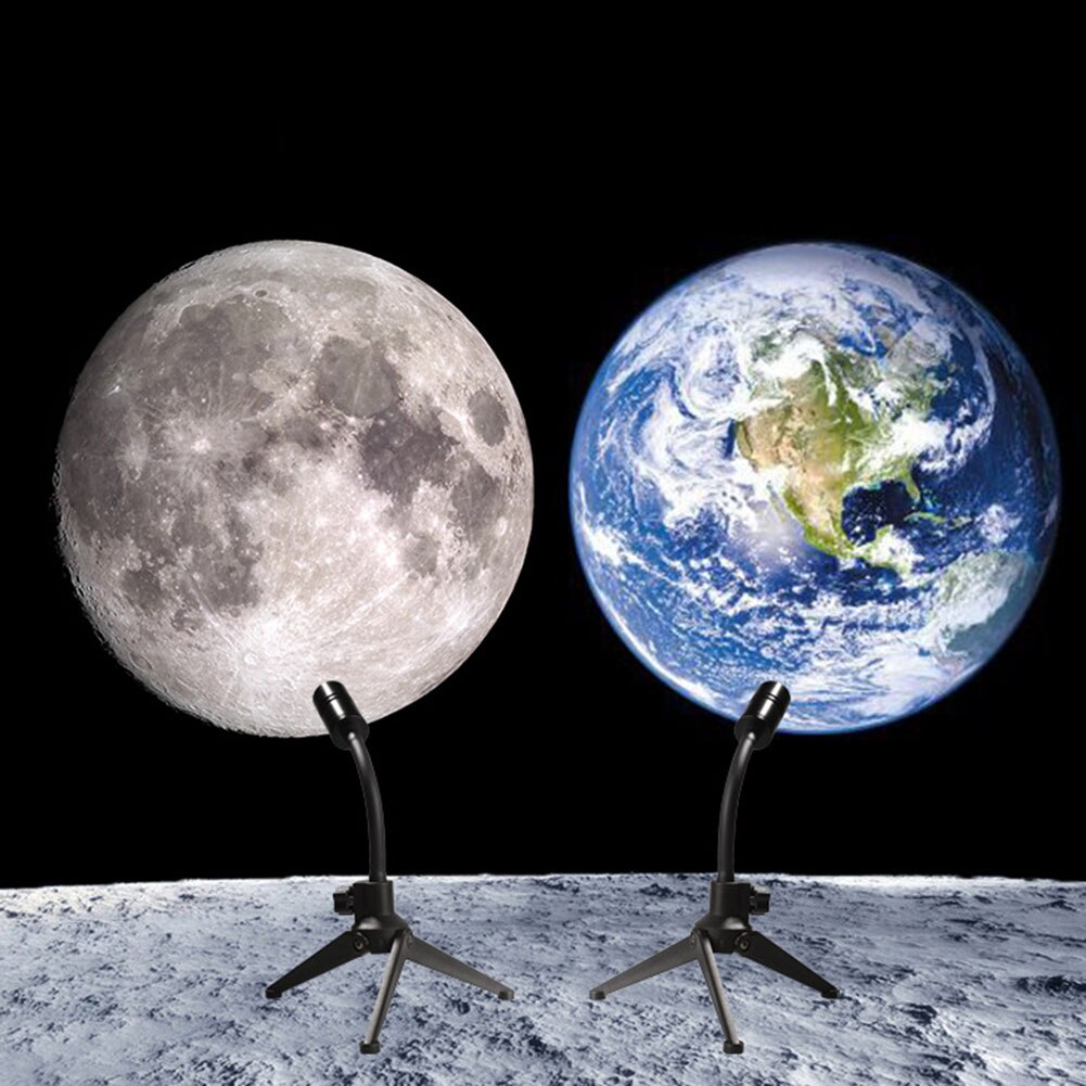 Moon Earth Projector Lamp LED Night Light 360 Rotatable USB Projector Light for Photo Atmosphere Girl Bedroom Decor
