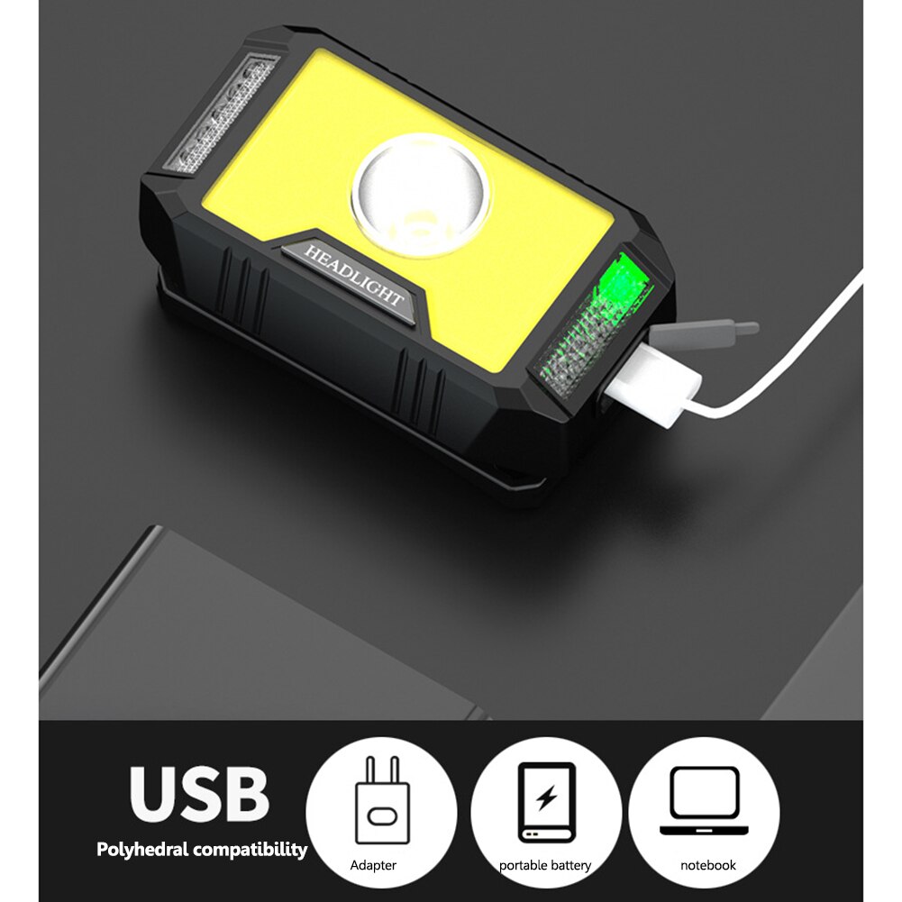 T6 Powerful Headlamp COB 10LED Flashlight Waterproof USB Rechargeble Warning Headlight Torch for Outdoor Fishing Cycling Camping