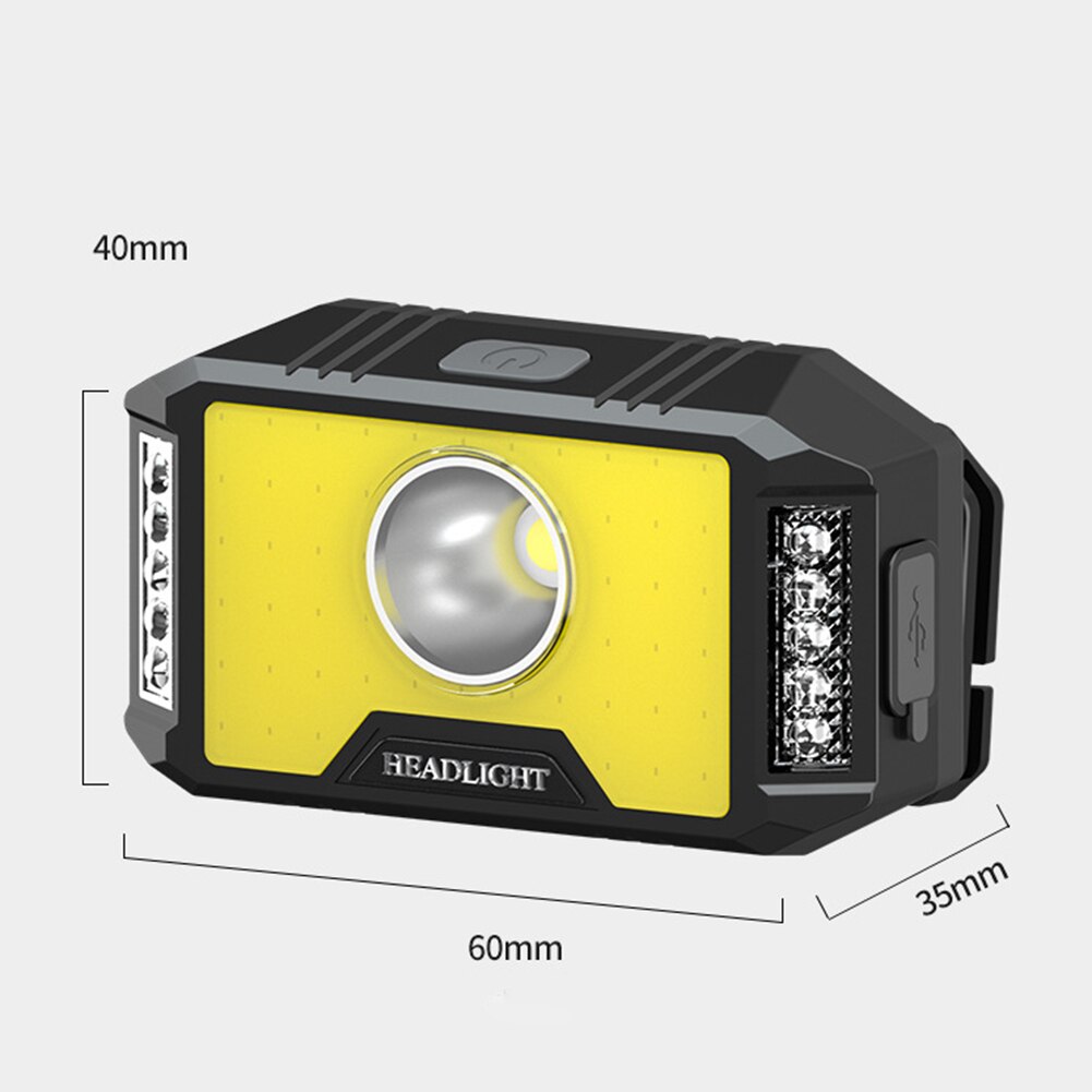 T6 Powerful Headlamp COB 10LED Flashlight Waterproof USB Rechargeble Warning Headlight Torch for Outdoor Fishing Cycling Camping