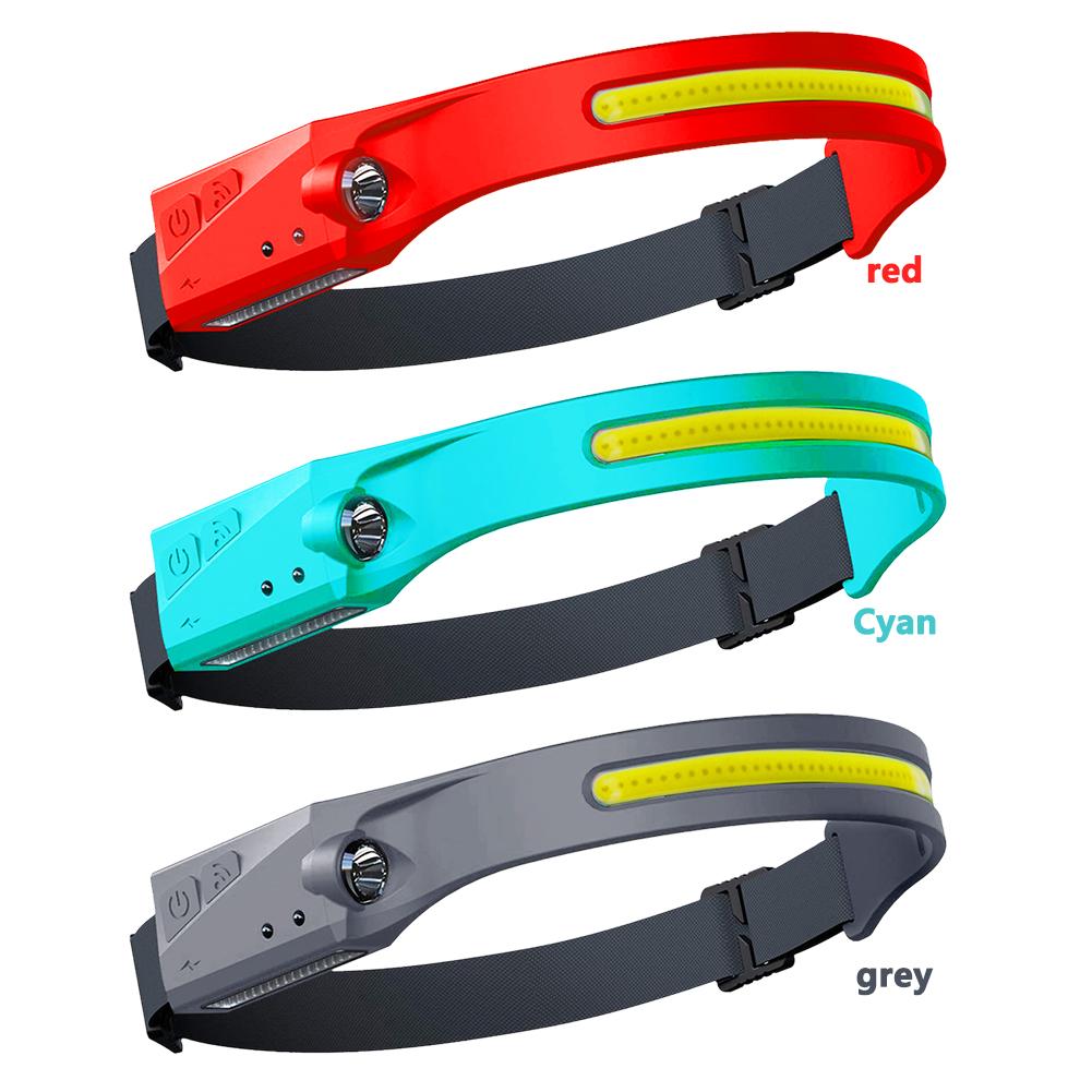 2Pcs LED COB Headlamp Sensor Flashlight USB Rechargeable Waterproof Headlight for Running Camping Cycling Outdoor Headtorch Lamp