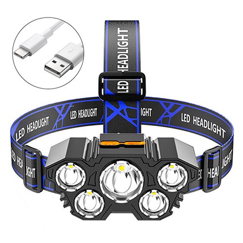 12LED Powerful Fishing Headlight USB Rechargeable Long-Range Flashlight