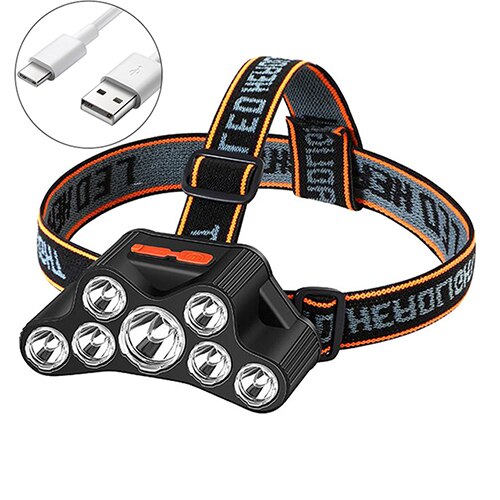 12LED Powerful Fishing Headlight USB Rechargeable Long-Range Flashlight