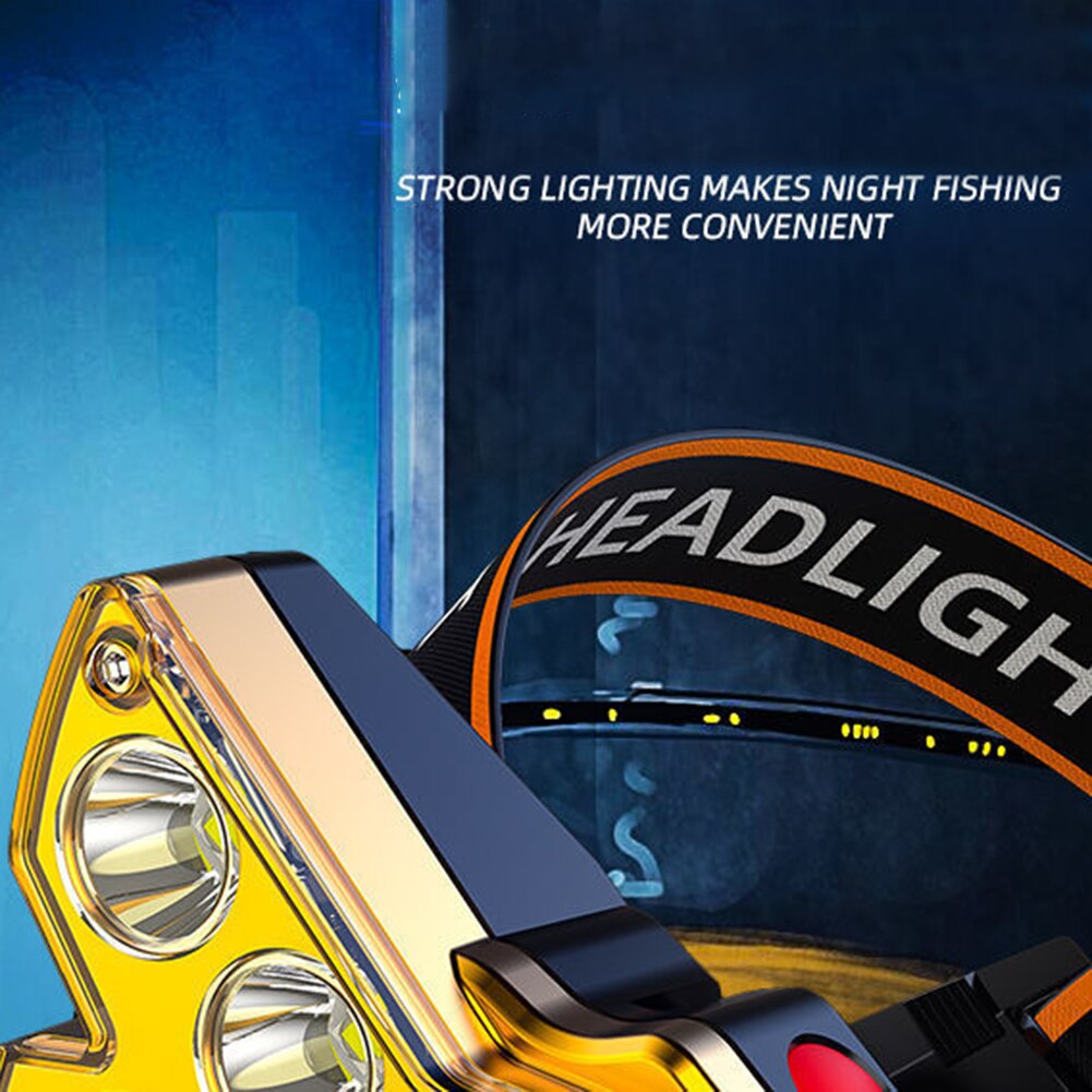 12LED Powerful Fishing Headlight USB Rechargeable Long-Range Flashlight
