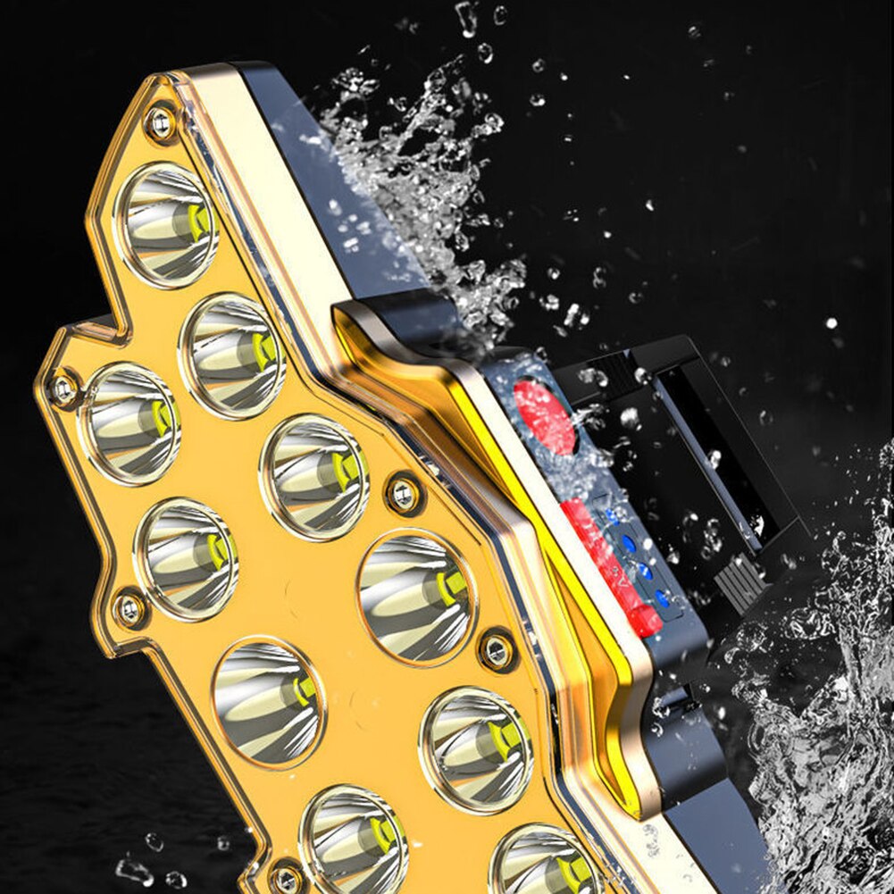12LED Powerful Fishing Headlight USB Rechargeable Long-Range Flashlight
