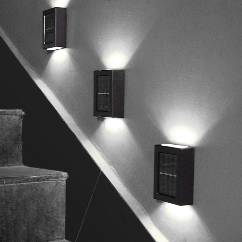 LED Solar Wall Light Outdoors Waterproof IP65 Porch Stairs Steps Wall Lamp Yard Garden Decoration Lighting Solar Lamps Dropship
