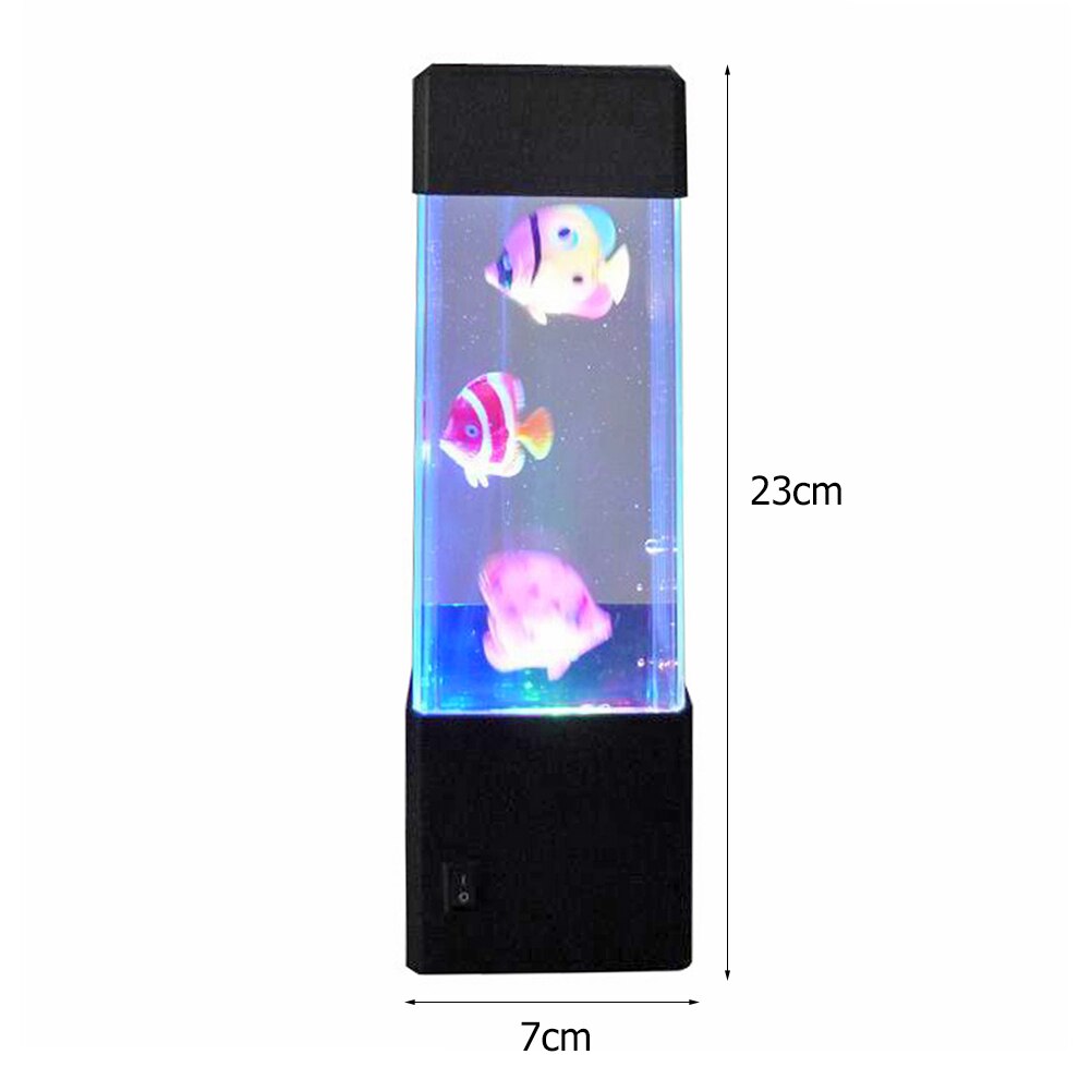 Jellyfish Water Tank Aquarium LED Lamp Color Changing USB/Battery Powered Bedside Desk Night Light for Home Decoration Kids Gift