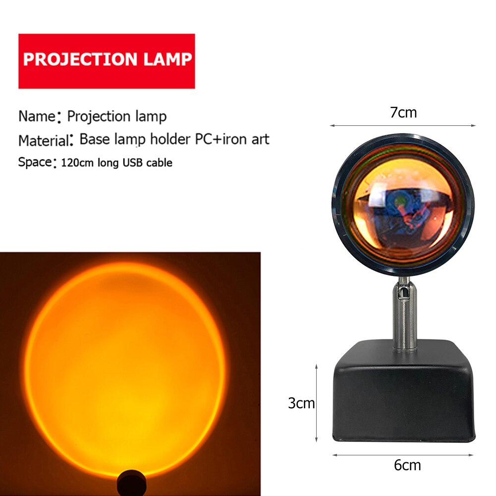 USB Sunset Projector Lamp Rainbow Atmosphere LED Table Night Light for Home Bedroom Coffe Shop Background Wall Decoration Lighti