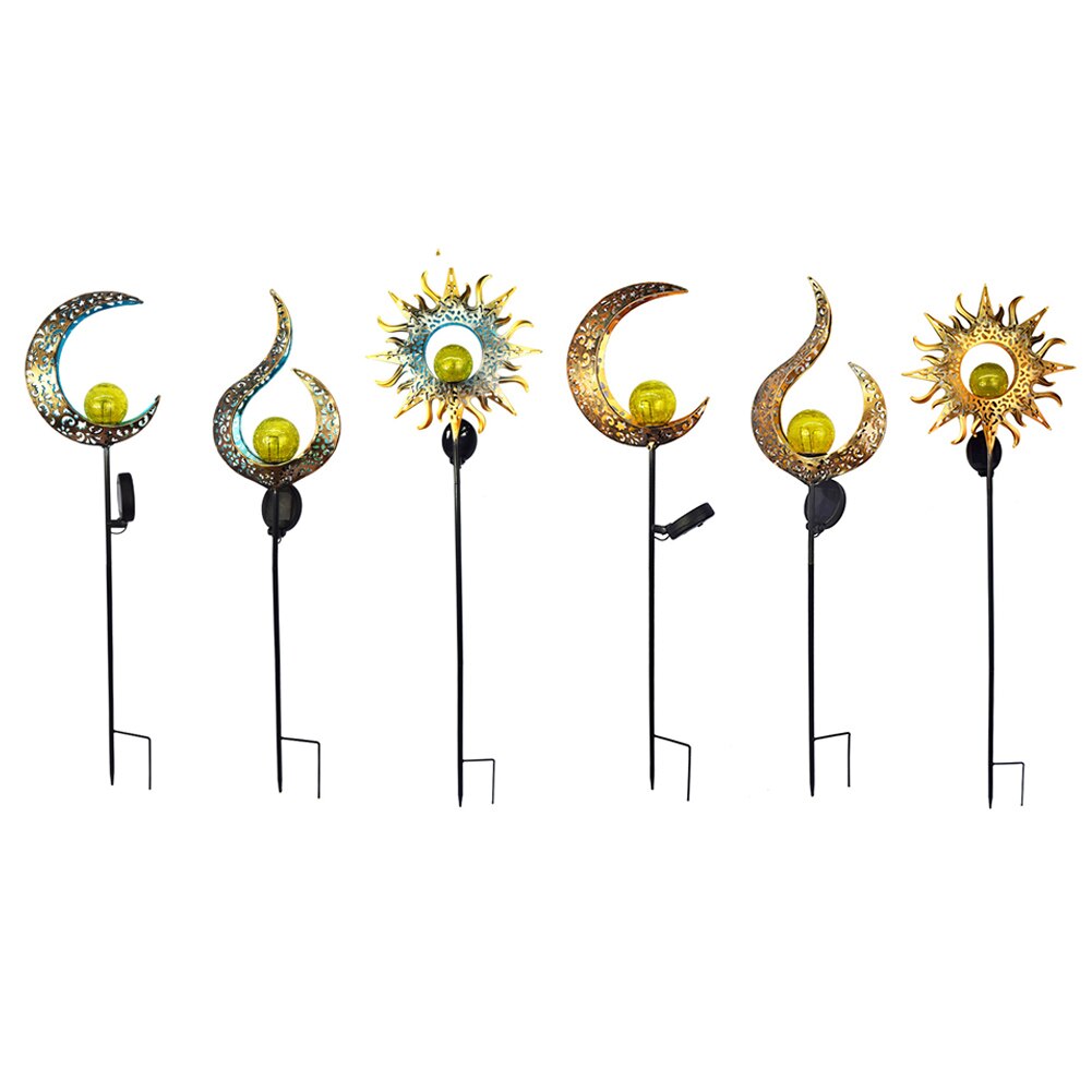 Solar LED Sun Moon Flame Night Light Outdoor Waterproof Retro Iron Lawn Solar Lamp Outdoor Yard Landscape Garden Decor Led Light