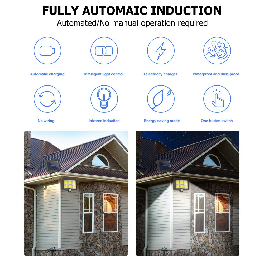 128LED Solar LED Light Outdoors IP65 Waterproof Remote Control Motion Sensor Solar Wall Lamp For Garden Decoration