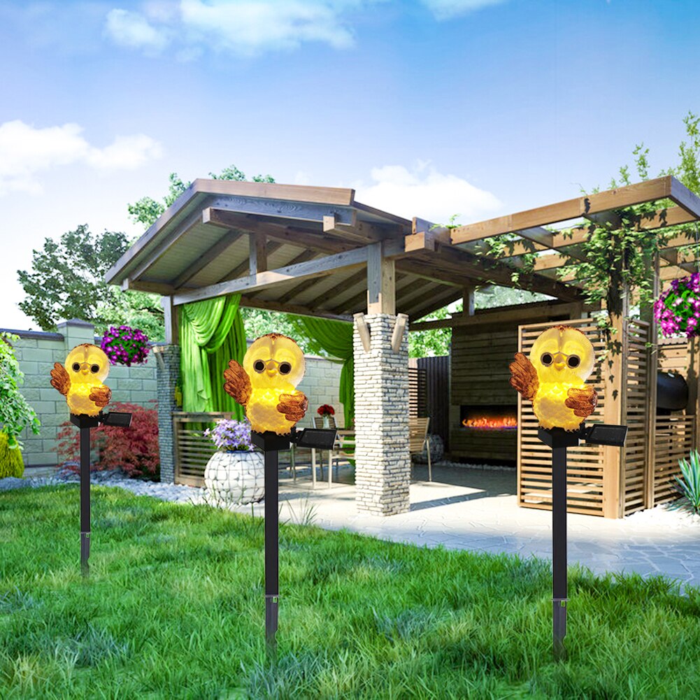 Resin Owl LED Solar Light Waterproof Outdoor Solar Lawn Stake Light Cartoon Land Solar Lamp for Christmas Holiday Garden Decor